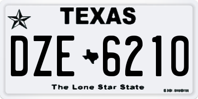TX license plate DZE6210