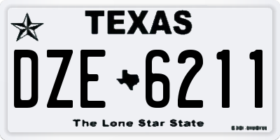 TX license plate DZE6211