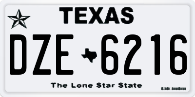 TX license plate DZE6216