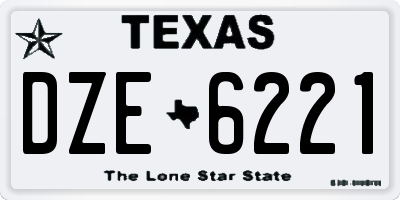 TX license plate DZE6221