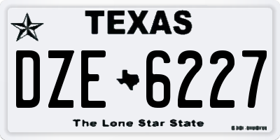 TX license plate DZE6227