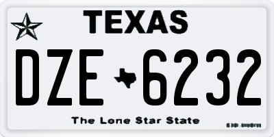 TX license plate DZE6232