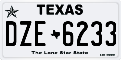 TX license plate DZE6233