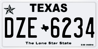 TX license plate DZE6234