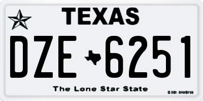 TX license plate DZE6251