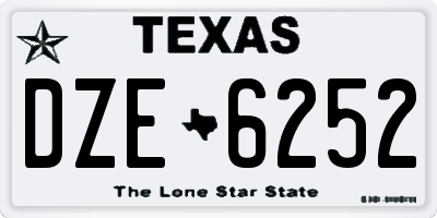 TX license plate DZE6252