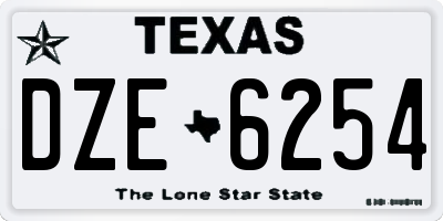 TX license plate DZE6254
