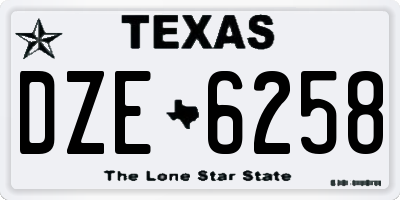 TX license plate DZE6258