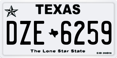 TX license plate DZE6259