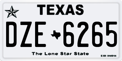 TX license plate DZE6265