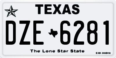 TX license plate DZE6281