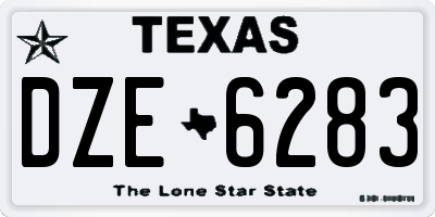 TX license plate DZE6283