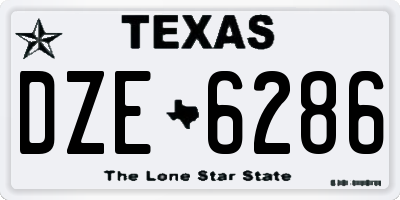 TX license plate DZE6286