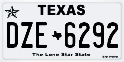 TX license plate DZE6292