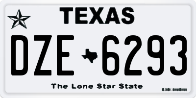 TX license plate DZE6293