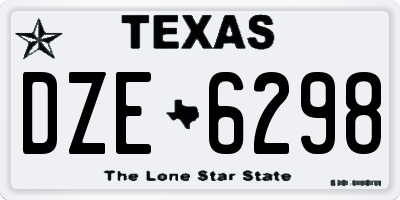 TX license plate DZE6298