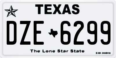 TX license plate DZE6299