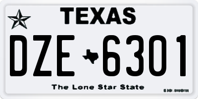 TX license plate DZE6301