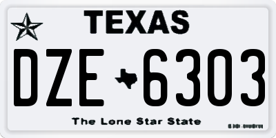 TX license plate DZE6303