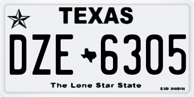 TX license plate DZE6305