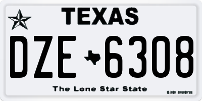 TX license plate DZE6308