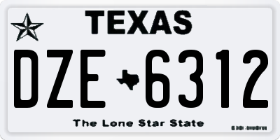 TX license plate DZE6312