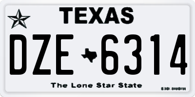 TX license plate DZE6314