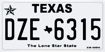 TX license plate DZE6315