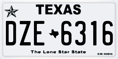 TX license plate DZE6316