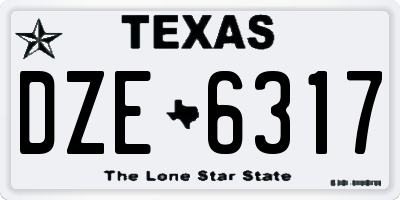 TX license plate DZE6317