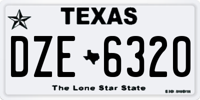 TX license plate DZE6320