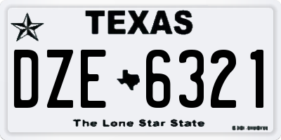 TX license plate DZE6321