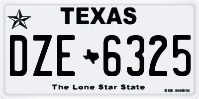 TX license plate DZE6325
