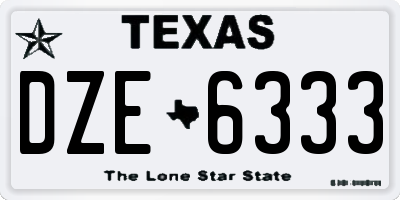 TX license plate DZE6333