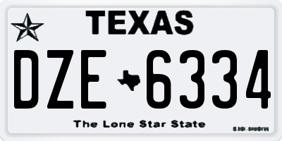 TX license plate DZE6334