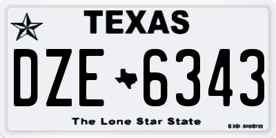 TX license plate DZE6343