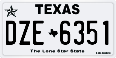TX license plate DZE6351
