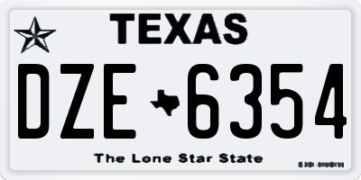 TX license plate DZE6354