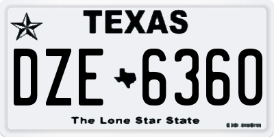 TX license plate DZE6360
