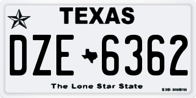 TX license plate DZE6362