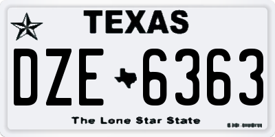 TX license plate DZE6363
