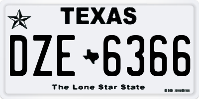 TX license plate DZE6366