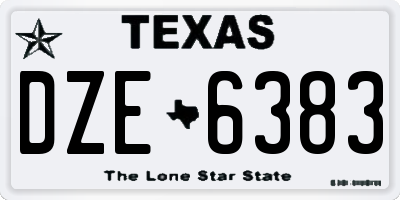 TX license plate DZE6383