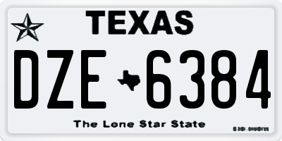 TX license plate DZE6384