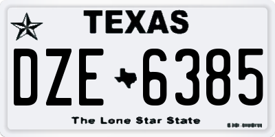 TX license plate DZE6385