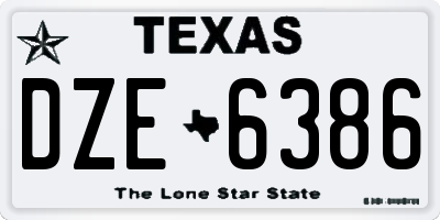 TX license plate DZE6386