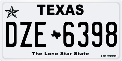 TX license plate DZE6398