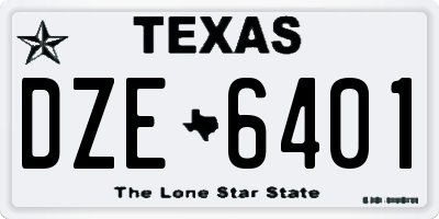 TX license plate DZE6401