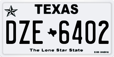 TX license plate DZE6402