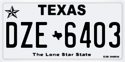 TX license plate DZE6403
